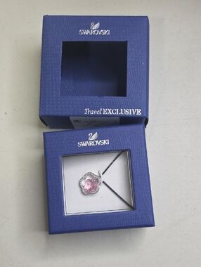Swarovski Silver-Tone Necklace with Pink Crystal Flower Pendant